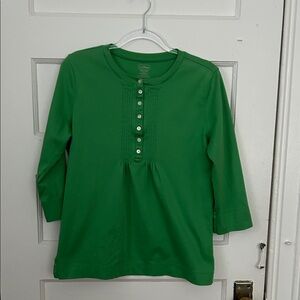 L.L. Bean, cotton henley, 3/4 sleeve, Women's medium, green